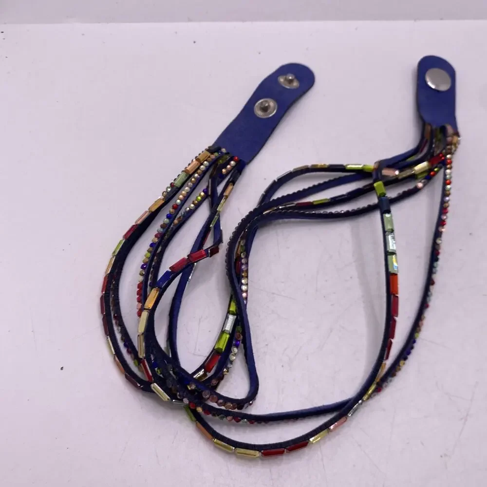 Womens Colorful Wrist Wrap Gem Bracelet